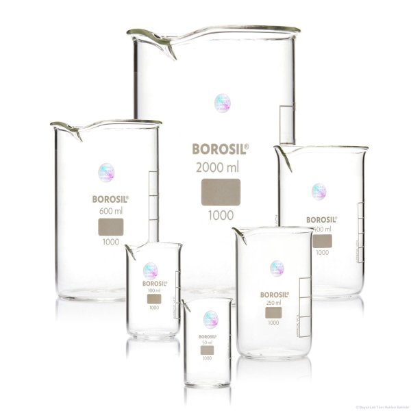 Borosil Cam Beher 1000ml - Uzun Form Isıya Dayanıklı 20 Adet Toptan