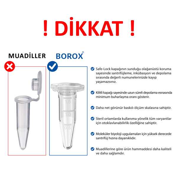 Eppendorf Tüpü 1.5ml - Mikrosantrifüj Ependorf Tüp 10000 Adet Toptan