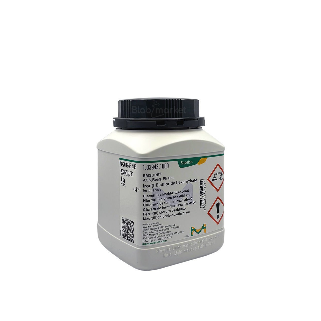 Demir(III) Klorür Hekzahidrat 1 kg- iron(III) Chloride Hexahydrate Gr For Analysis Acs,Reag. Ph Eur Merck 103943.1000