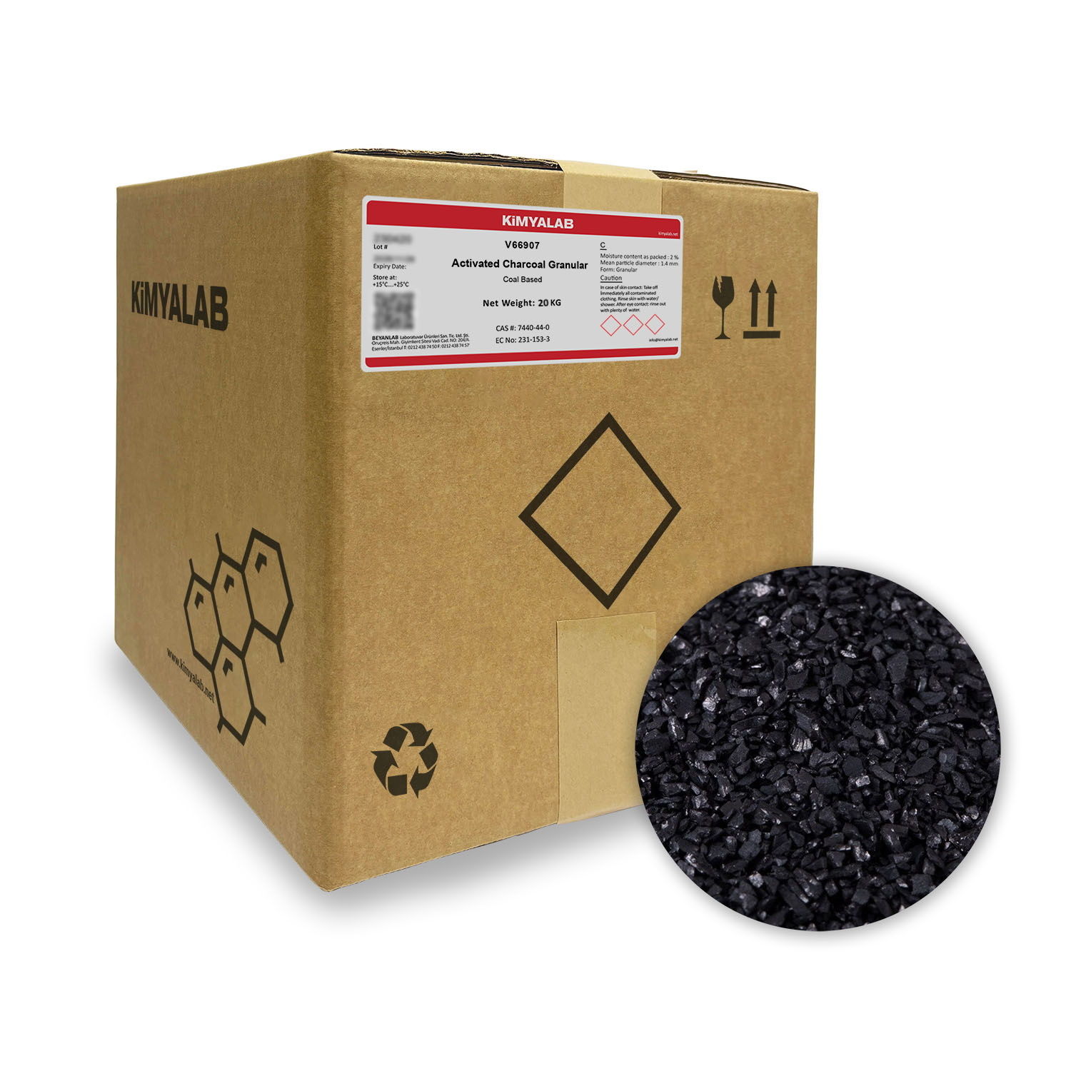 Kimyalab Aktif Karbon Granül - Activated Carbon 20 Kg-Koli Toptan