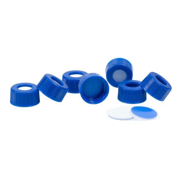 BOROX Yarıksız Mavi Screw Vial Kapağı ND9 - Mavi PTFE/Beyaz Silikon Septa - 100lü