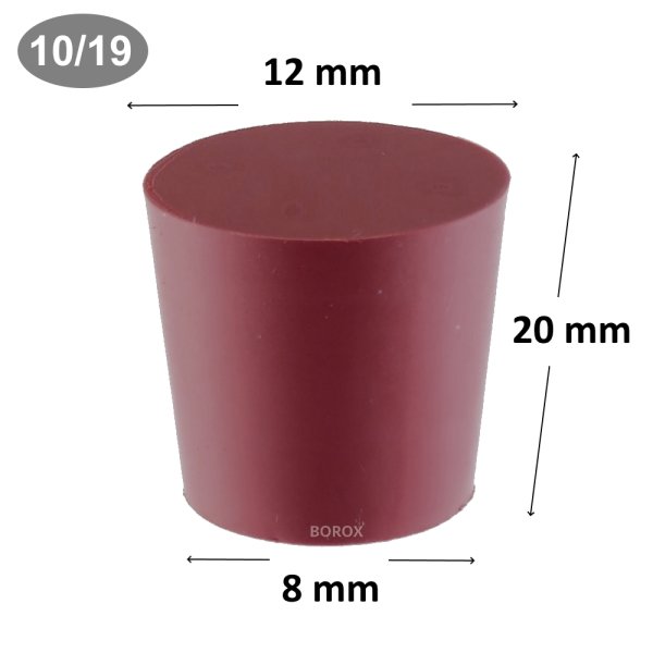Borox Kauçuk Tıpa 8x12x20 mm - Kapak NS 10/19 - 1 Adet