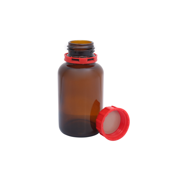 Borox Cam Amber Şişe Kapaklı Geniş Boyunlu 250ml - 100 Adet Toptan