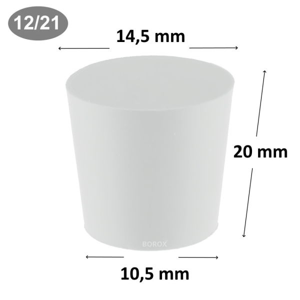 Borox Silikon Tıpa 10,5x14,5x20 mm - Kapak NS 12/21 - 1 Adet