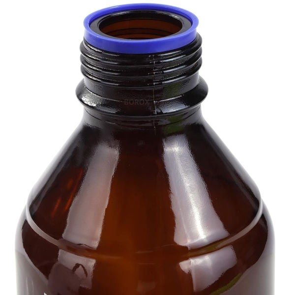 Borox Amber Cam Şişe 1000 ml - Vida Kapaklı Boş Numune Şişesi - Otoklav Şişe