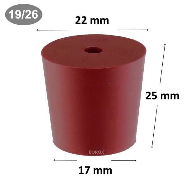 Borox Kauçuk Tıpa Delikli 17x22x25 mm - Kapak NS 19/26