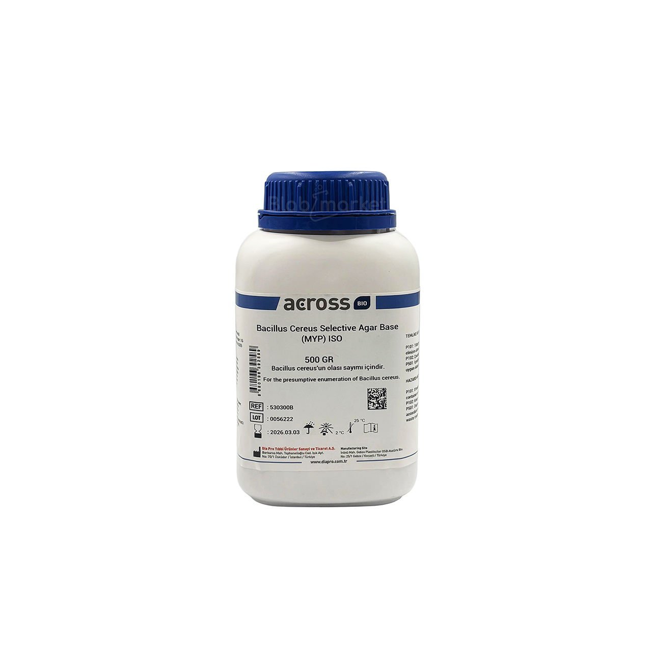 Across Bio 530300B Bacillus Cereus Selective Agar Base ISO
