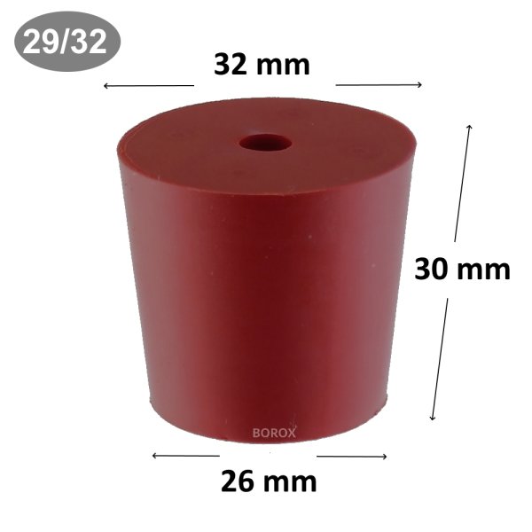 Borox Kauçuk Tıpa Delikli 26x32x30 mm - Kapak NS 29/32