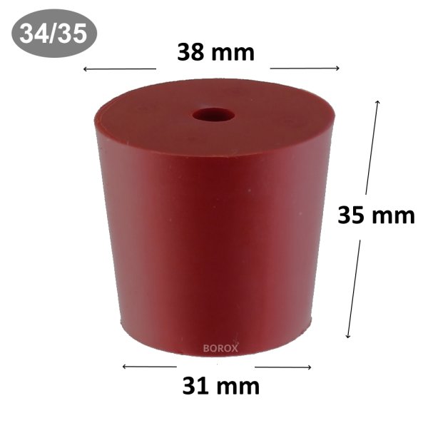 Borox Kauçuk Tıpa Delikli 31x38x35 mm - Kapak NS 34/35