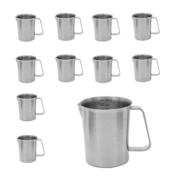 Borox Kulplu Paslanmaz Çelik Beher 500 ml - Ölçekli Beaker - 10 Adet Toptan
