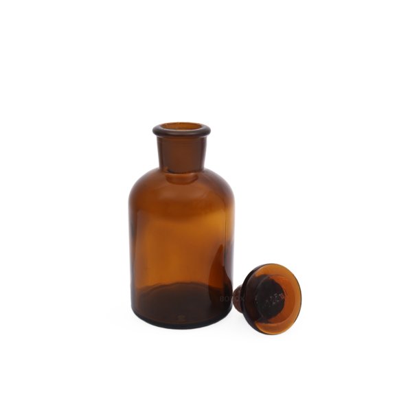Borox Amber Cam Miyar Şişe 125 ml - Şilifli Cam Tıpalı Şişe