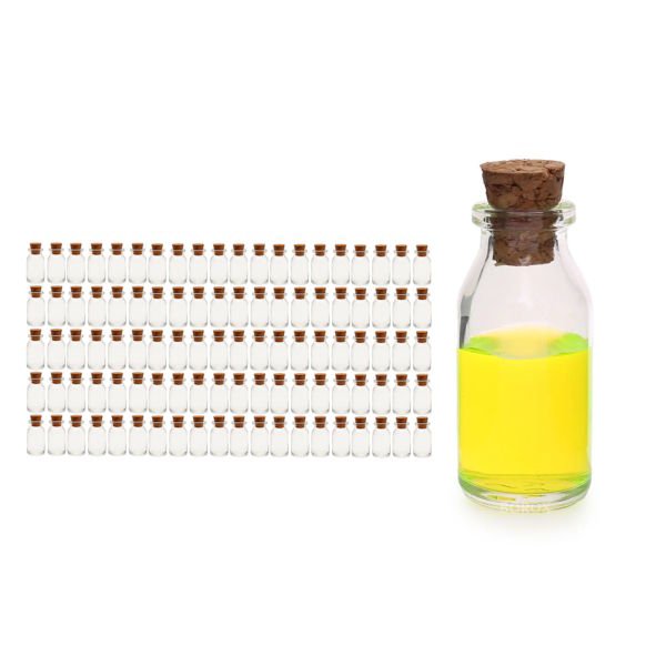 Borox Mantar Tıpalı Cam Şişe - Süs Hediyelik Mini Şişe 15 ml - Tıpalı Küçük Şişe 100 Adet/Paket