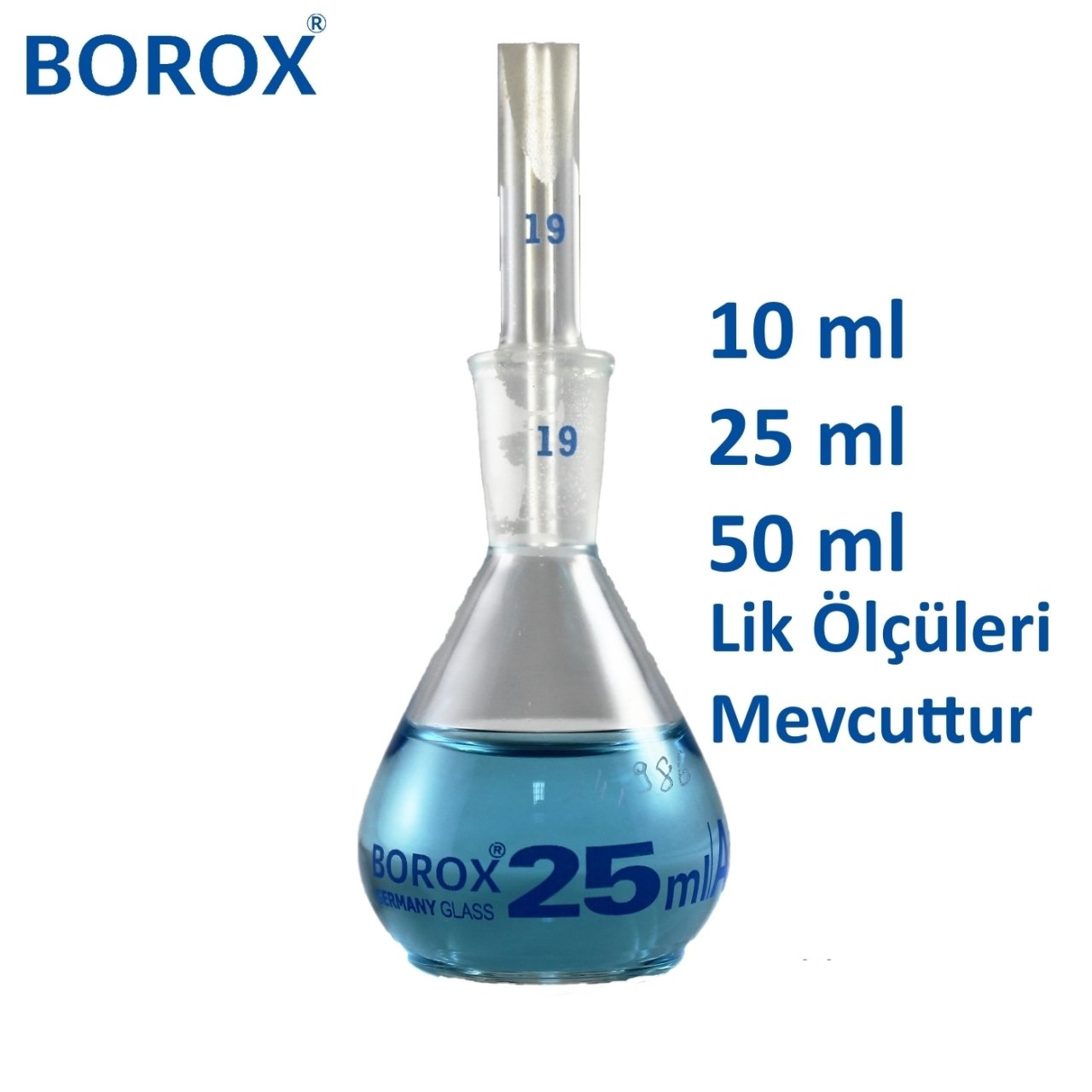 Borox Piknometre 25 ml - Kalibreli - Gay Lussac Tipi - Cam Kapiler Tıpalı