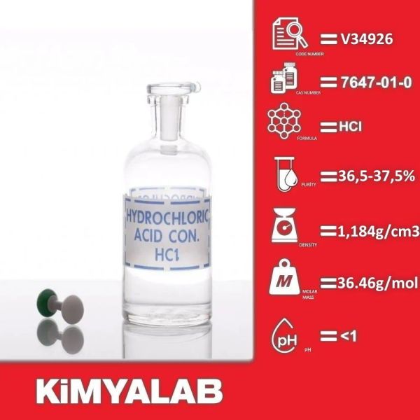 Kimyalab Hidroklorik Asit 2,5L- Hydrochloric Acid Fuming 37% - HCL