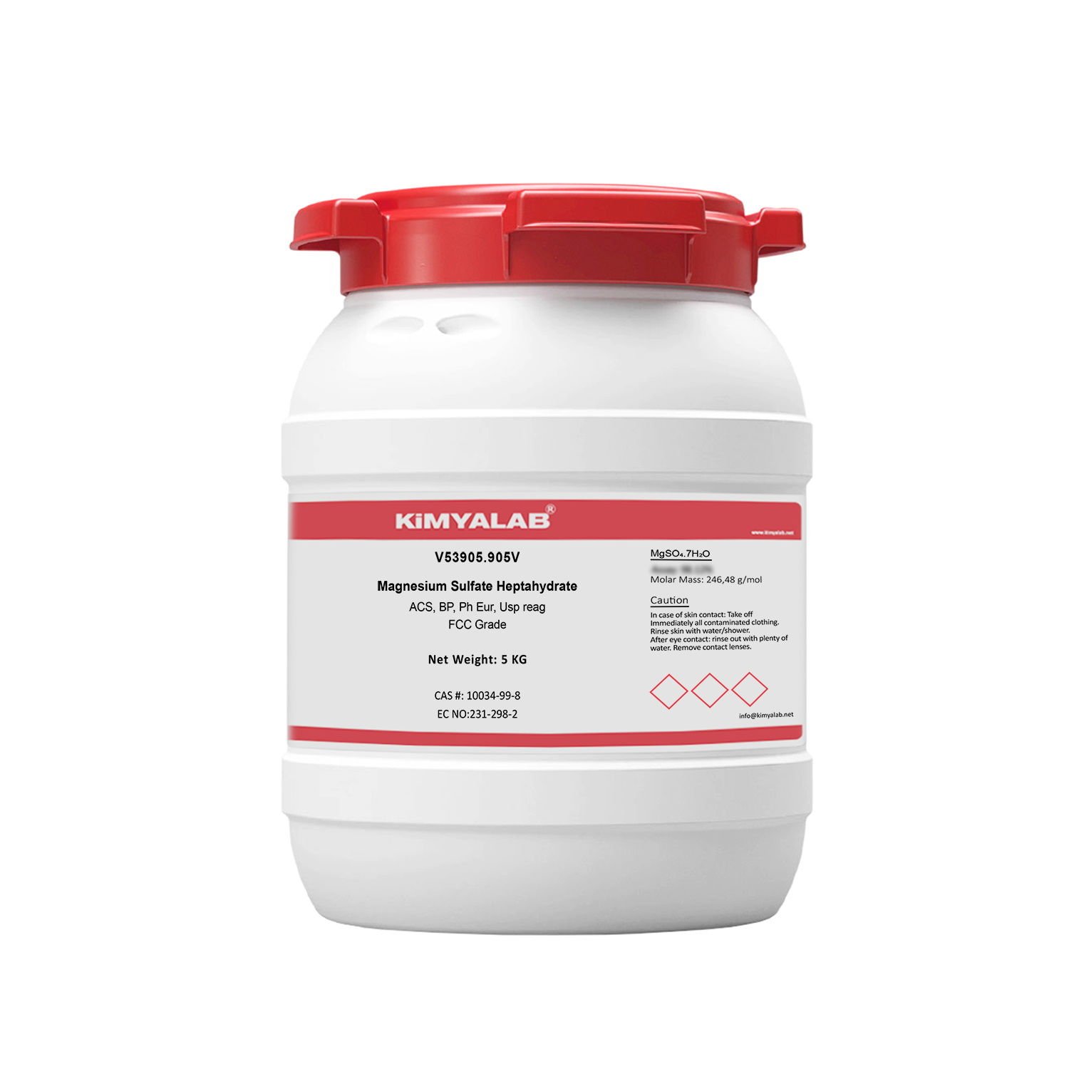 Kimyalab Magnezyum Sülfat - Farma Kalite - Magnesium Sulfate Heptahydrate - 5 Kg-HDPE Varil