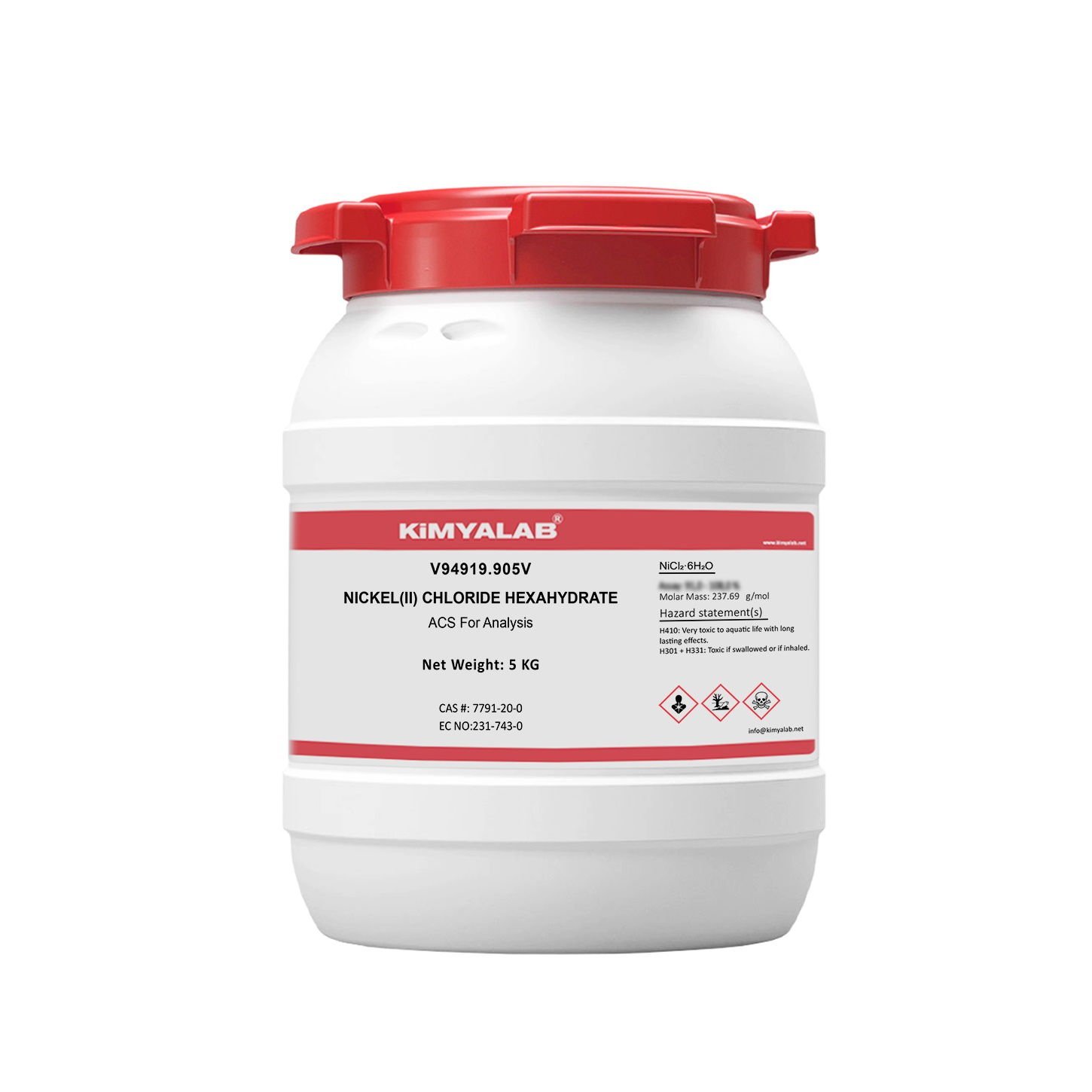 Kimyalab Nikel (II) Klorür - Nickel (II) Chloride Hexahydrate - 5 Kg-HDPE Varil