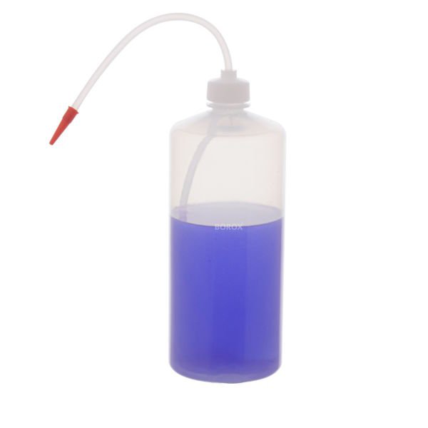 Borox Piset 1000 ml - Renkli Yıkama Şişesi - Şeffaf - PE Plastik Uzun Form - 12Adet/Toptan