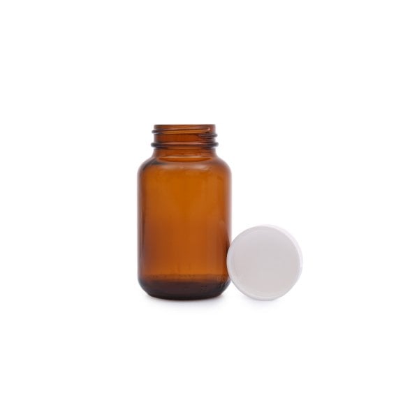 Borox Amber Cam Şişe 120 ml - Beyaz Kapaklı 120cc - 100 Adet Toptan