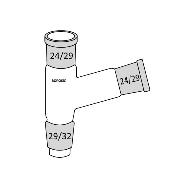 Borosil Cam Adaptör 2 Boyunlu - 45° Yukarı Açılı 24/29-29/32