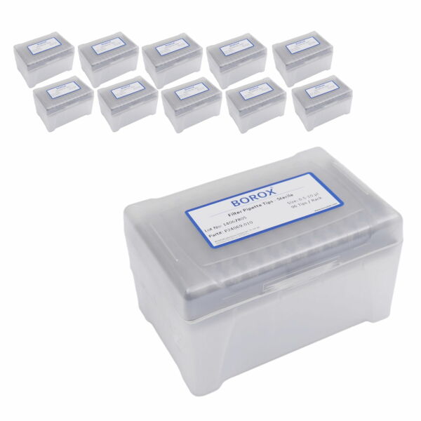 Borox Filtreli Pipet Ucu Steril 10 µl - Uzun Şeffaf - 10 Paket Toptan