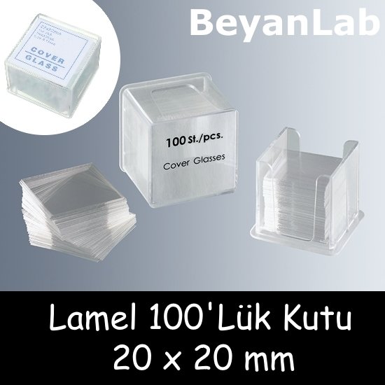 Borox Lamel 20x20mm - Mikroskop Slayt İçin 100lü Cover Glass