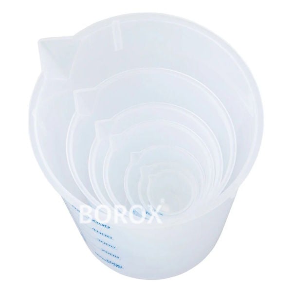 Borox Plastik Beher 50 ml - Ölçü Kabı - Mavi Skala - 12 Adet/Toptan