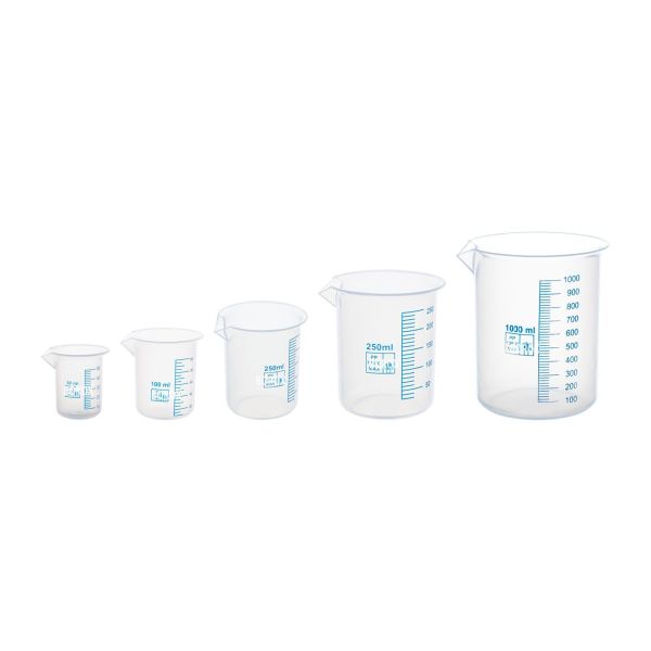 Borox Plastik Beher 250 ml - Ölçü Kabı - Mavi Skala - 12 Adet/Toptan