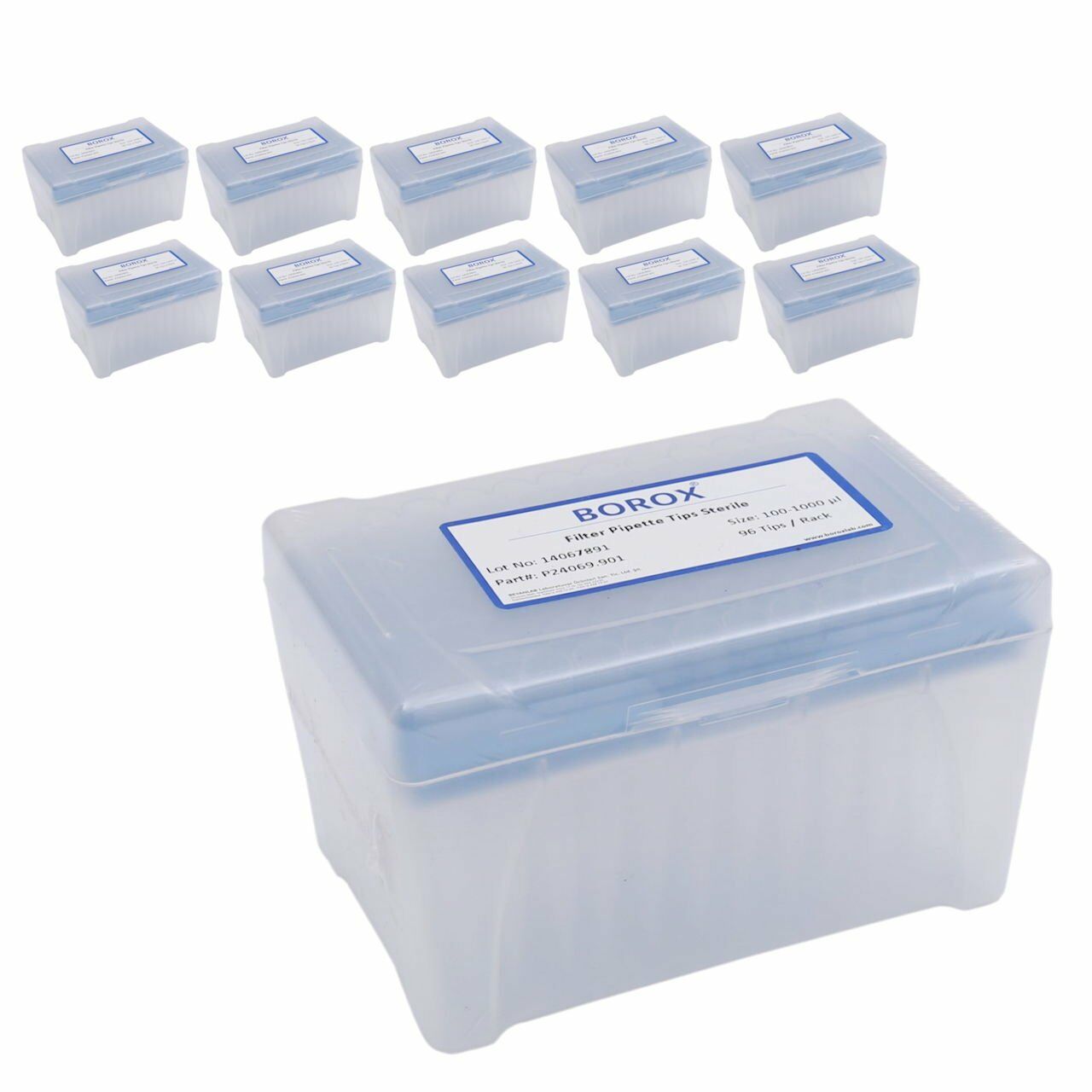 Borox Filtreli Pipet Ucu Steril 1000 µl - Uzun - 10 Paket Toptan