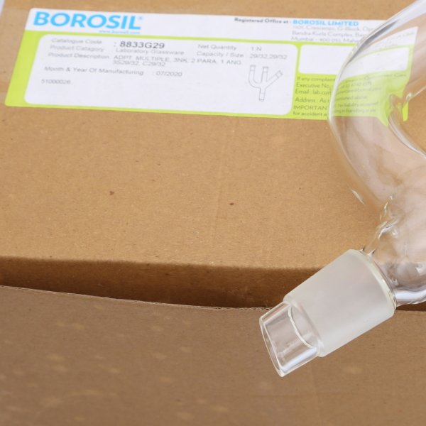 Borosil Cam Adaptör 3 Boyunlu - Açılı ve Paralel 29/32-29/32