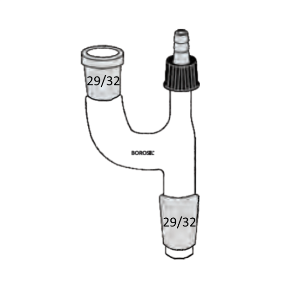Borosil Cam Adaptör Hortum Çıkışlı Kuğu Boyun - 29/32-29/32