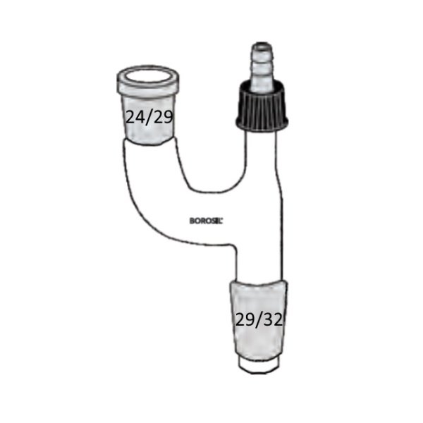 Borosil Cam Adaptör Hortum Çıkışlı Kuğu Boyun - 24/29-29/32