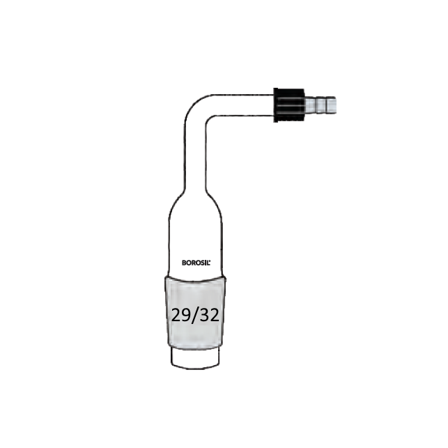 Borosil Cam Destilasyon Adaptörü - Kıvrık - 29/32 Şilifli