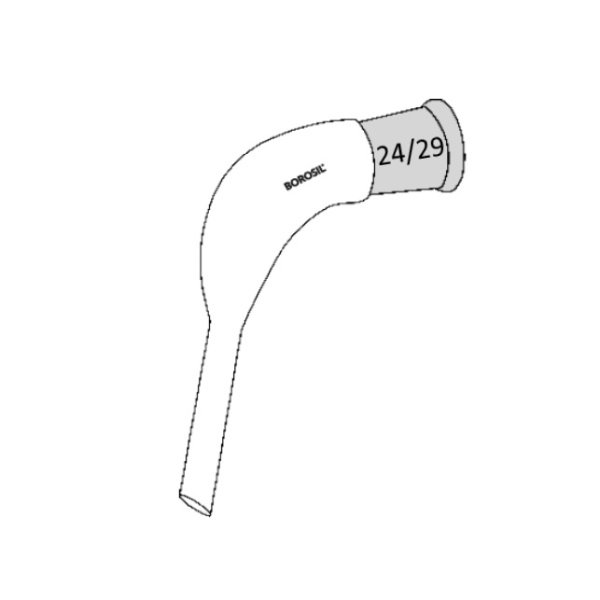 Borosil Cam Dağıtım Adaptörü - Kısa - Kıvrık - 24/29 Şilifli