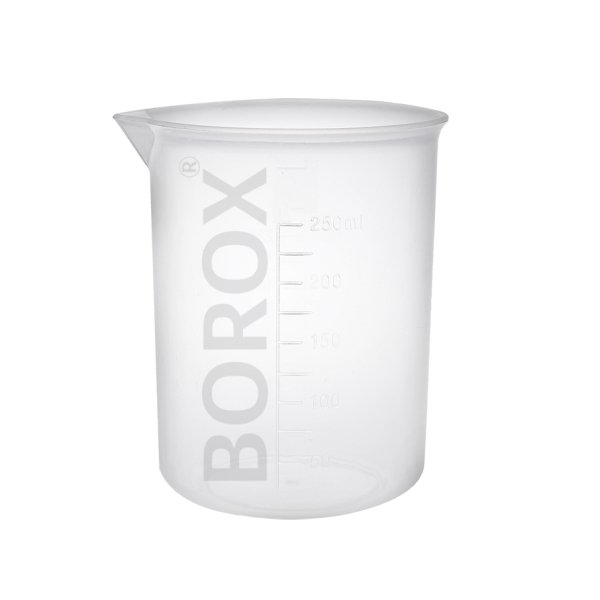 Borox Plastik Beher 250 ml - Kabartma Dereceli Ölçülü Beaker
