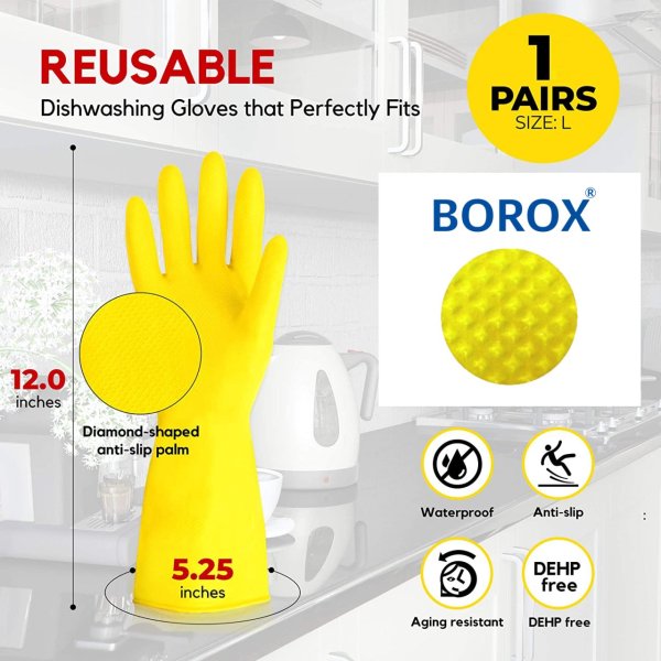 Lateks Eldiven XL - Çok Amaçlı Latex Asit Bulaşık Eldiveni - 20 Adet Toptan