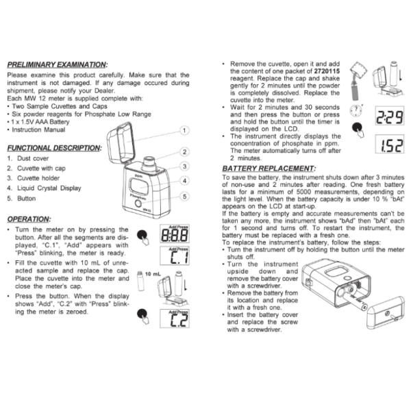 Milwaukee Mi512 Fosfat Reaktif Seti - MW12 Fotometre İçin