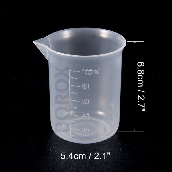Borox Plastik Beher 100 ml - Kabartma Dereceli Ölçülü Beaker