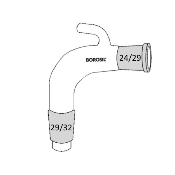 Borosil Dağıtım Adaptörü Havalandırmalı - 24/29-29/32 Kıvrık