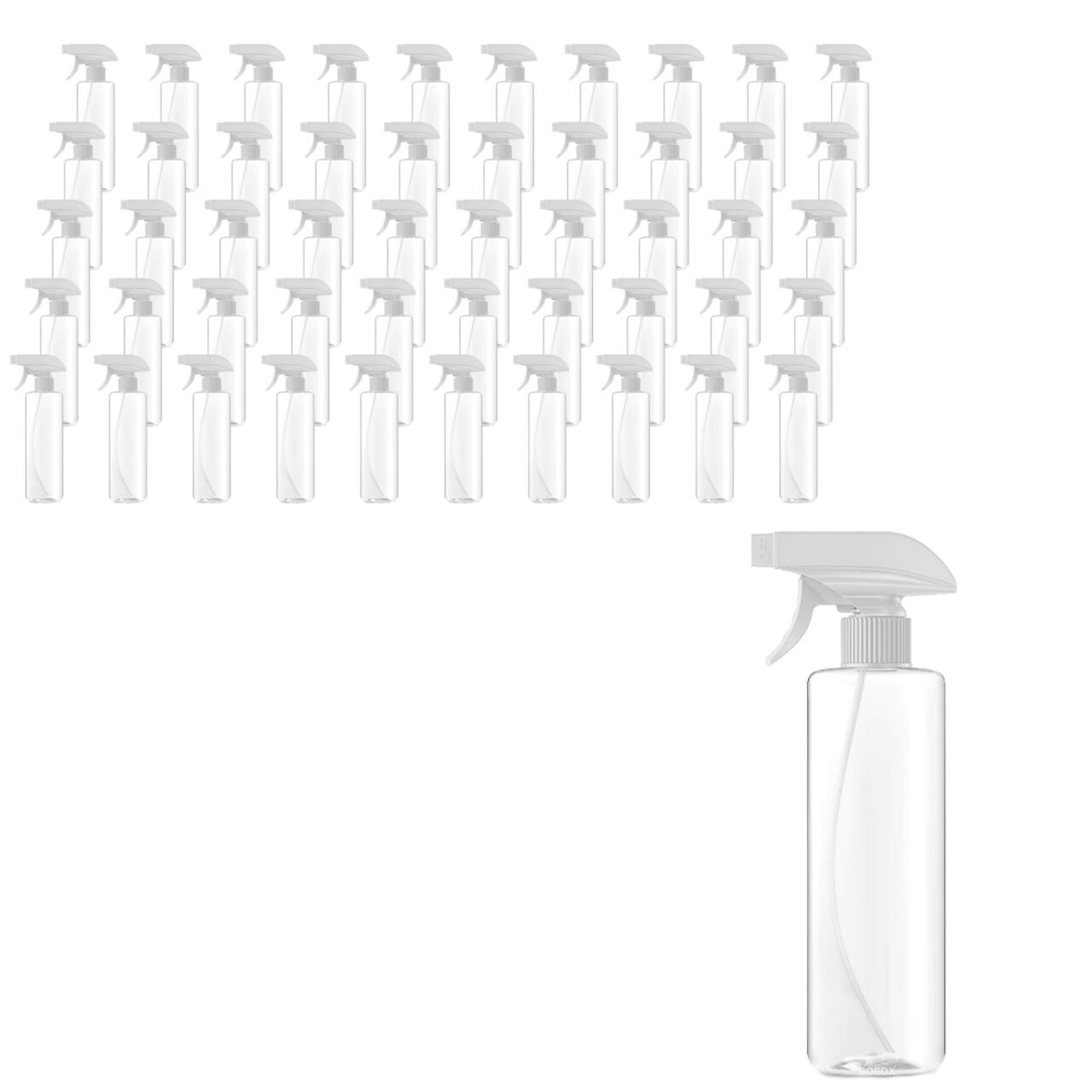Borox Plastik Sprey Şişesi 400 ml - Şeffaf PP Spreyli Şişe - 50 Adet Toptan
