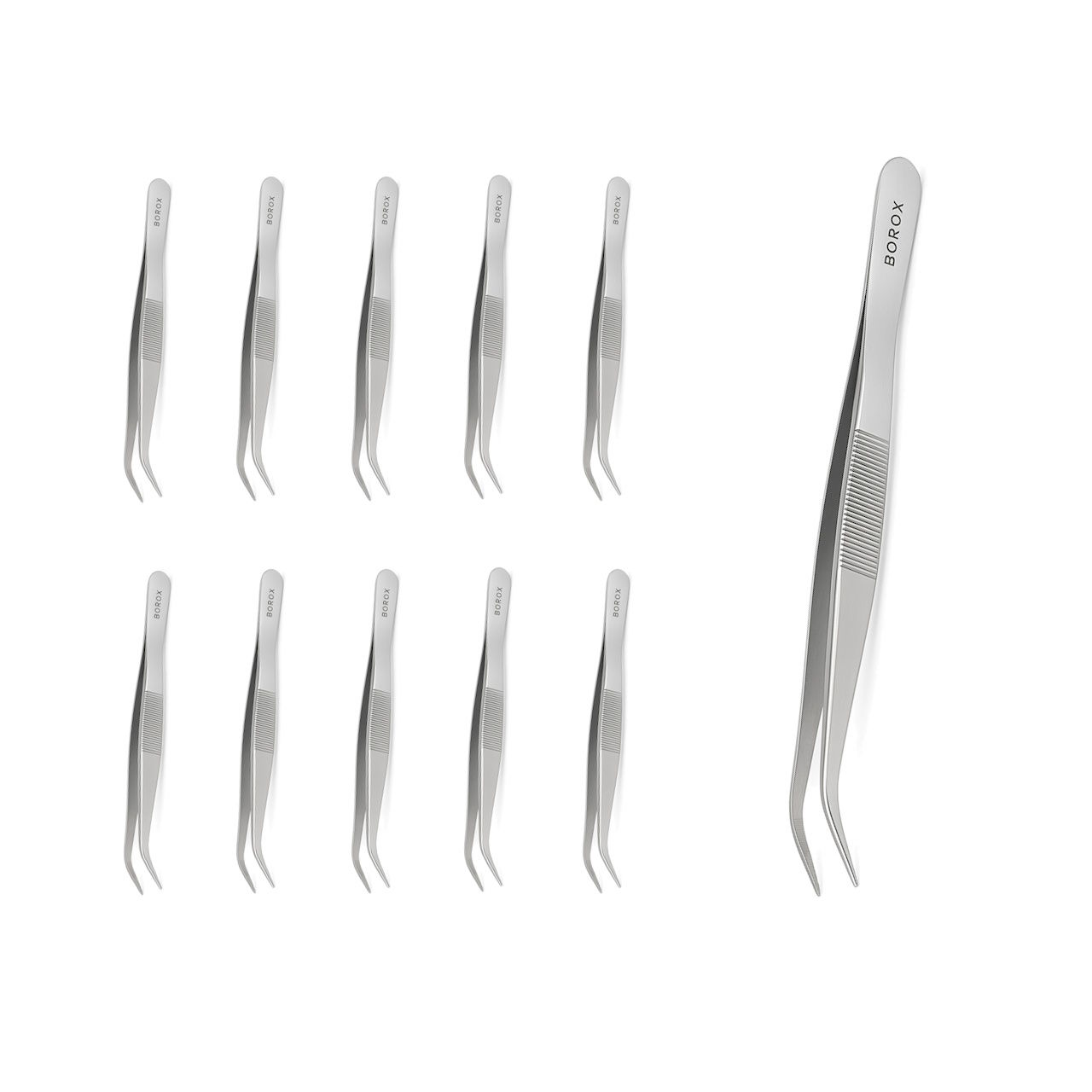 Borox Penset 16 cm Paslanmaz Çelik - Eğri Sivri Uçlu Cımbız - 10 Adet Toptan
