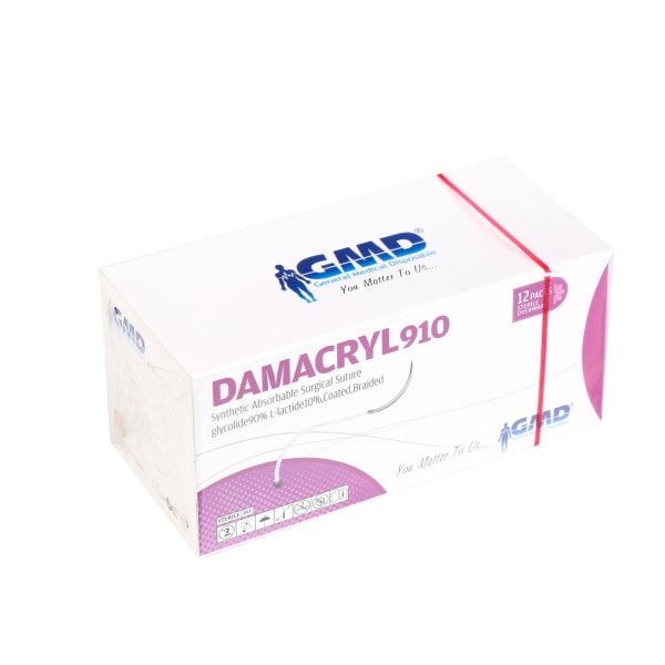 Damacryl Emilebilir Cerrahi Sütür - PGLA İplik - USP:0-90cm - 1/2 Daire 36 mm Yuvarlak İğne