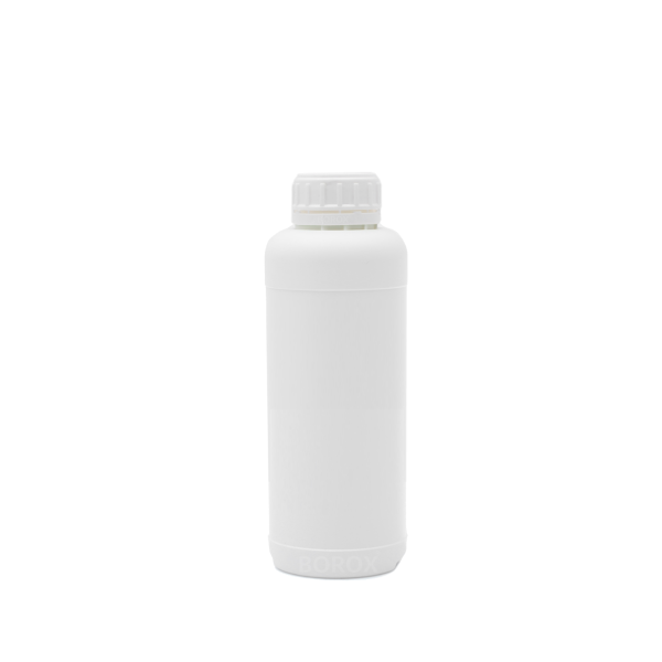 Borox Plastik Yuvarlak Şişe 1000 ml - Beyaz Kapaklı 50 Adet