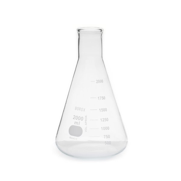 Borox Cam Erlen 2000ml - Dereceli Erlenmeyer Flask Dar Boyun