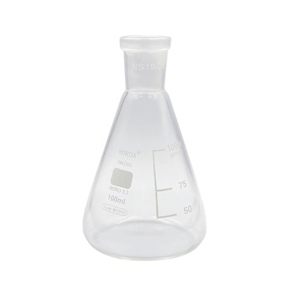 Borox Cam Erlen Şilifli 100 ml - 19/26 Şilifli Erlenmayer - Erlenmeyer Flask