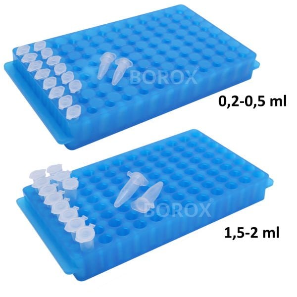 PCR Tüp Standı 0.2-0.5-1.5-2 ml İçin 96 Delikli Çift Taraflı - Kapaklı - Eppendorf Tüp Standı