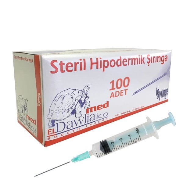 Enjektör Steril 5cc - Şırınga 5ml - 3 Parça - 100 Adet/paket