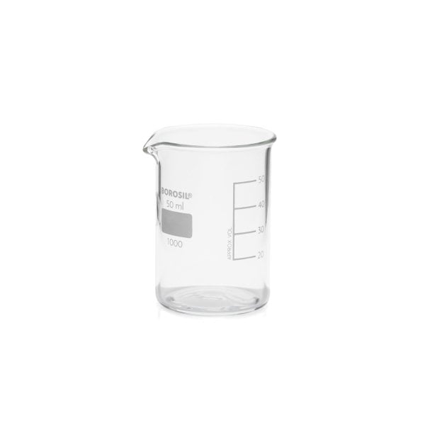Borosil Cam Beher 50 ml - Kısa Form Isıya Dayanıklı Beaker