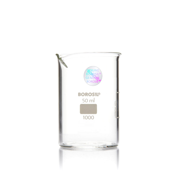 Borosil Cam Beher 50 ml - Kısa Form Isıya Dayanıklı Beaker