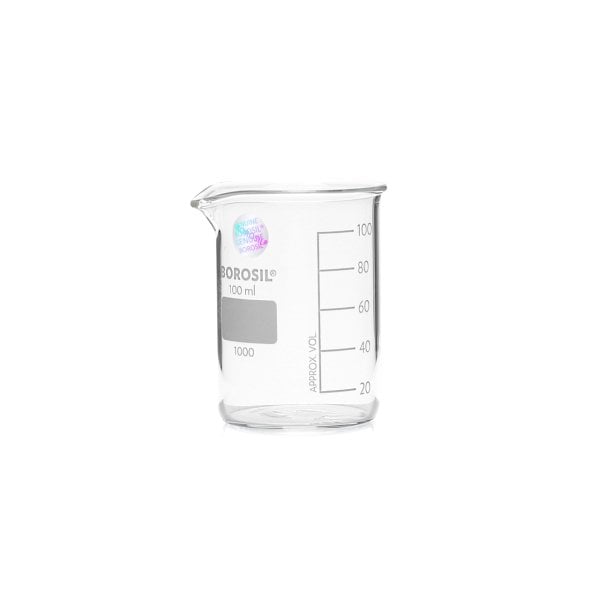Borosil Cam Beher 100 ml - Kısa Form Isıya Dayanıklı Beaker
