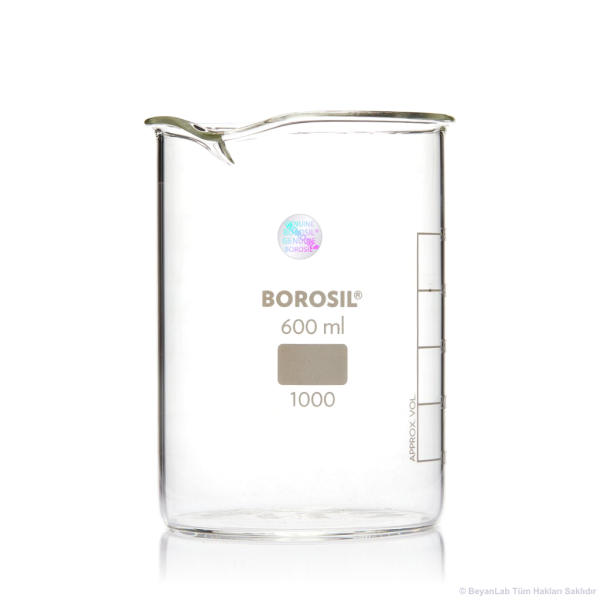 Borosil Cam Beher 2000 ml - Kısa Form Isıya Dayanıklı Beaker